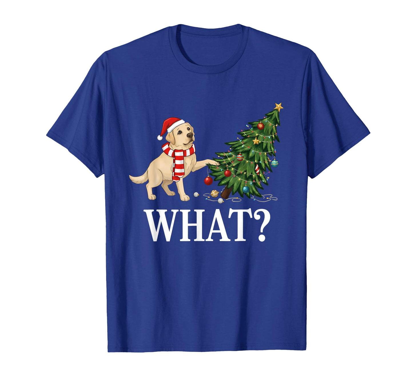 Labrador Dog Retriever Pushing Christmas Tree Over Dog What? T-Shirt
