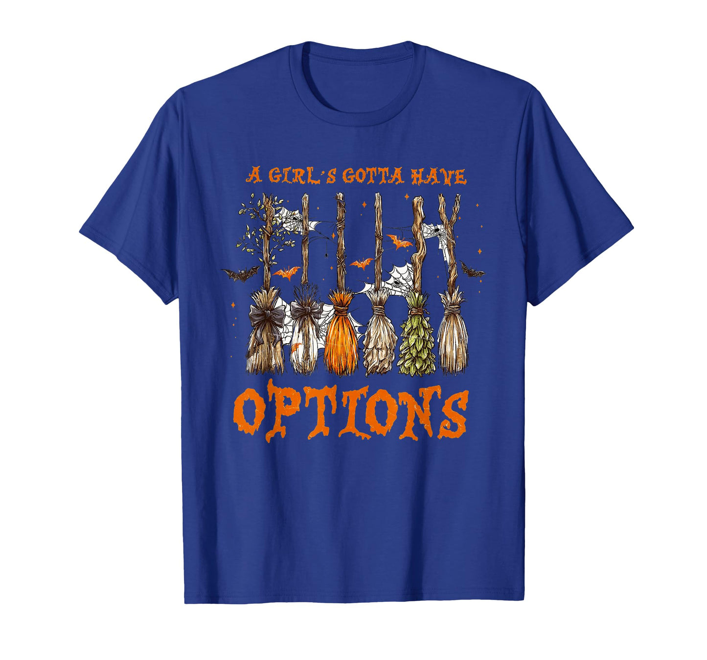 A Girl’s Gotta Have Options Retro Halloween Witch Brooms Bow T-Shirt