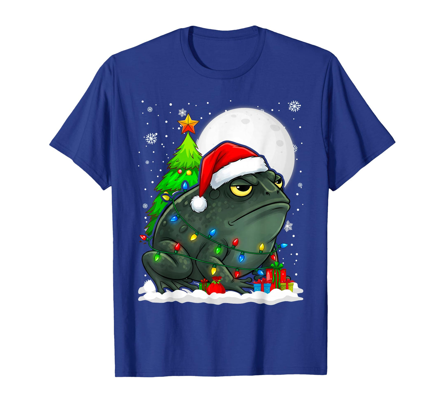 Black Desert Rain Frog Santa Hat Christmas Tree Lights T-Shirt