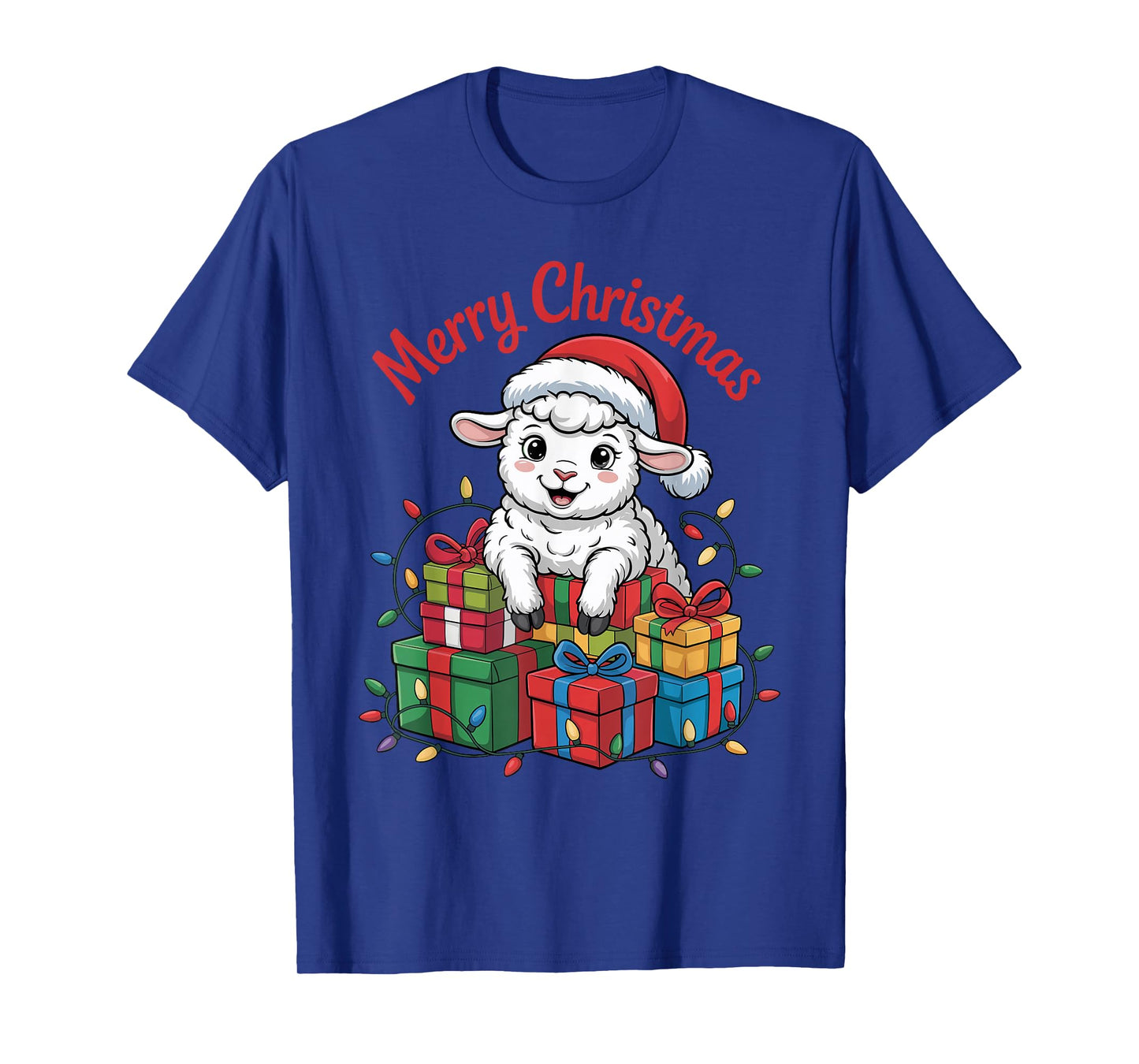 Lamb Santa Hat Christmas Design Funny Farm Animal Lovers T-Shirt