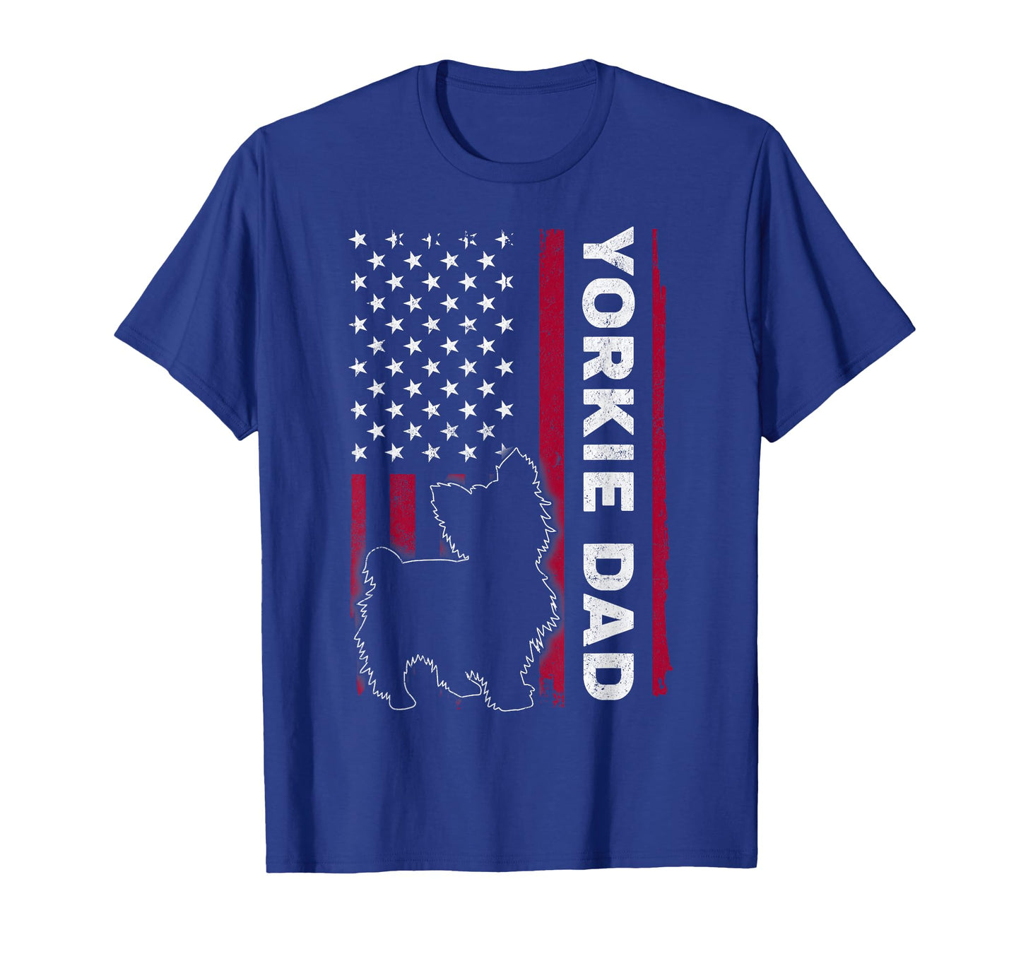Yorkie Dog Vintage US American Flag Yorkie Dad Fathers Day T-Shirt
