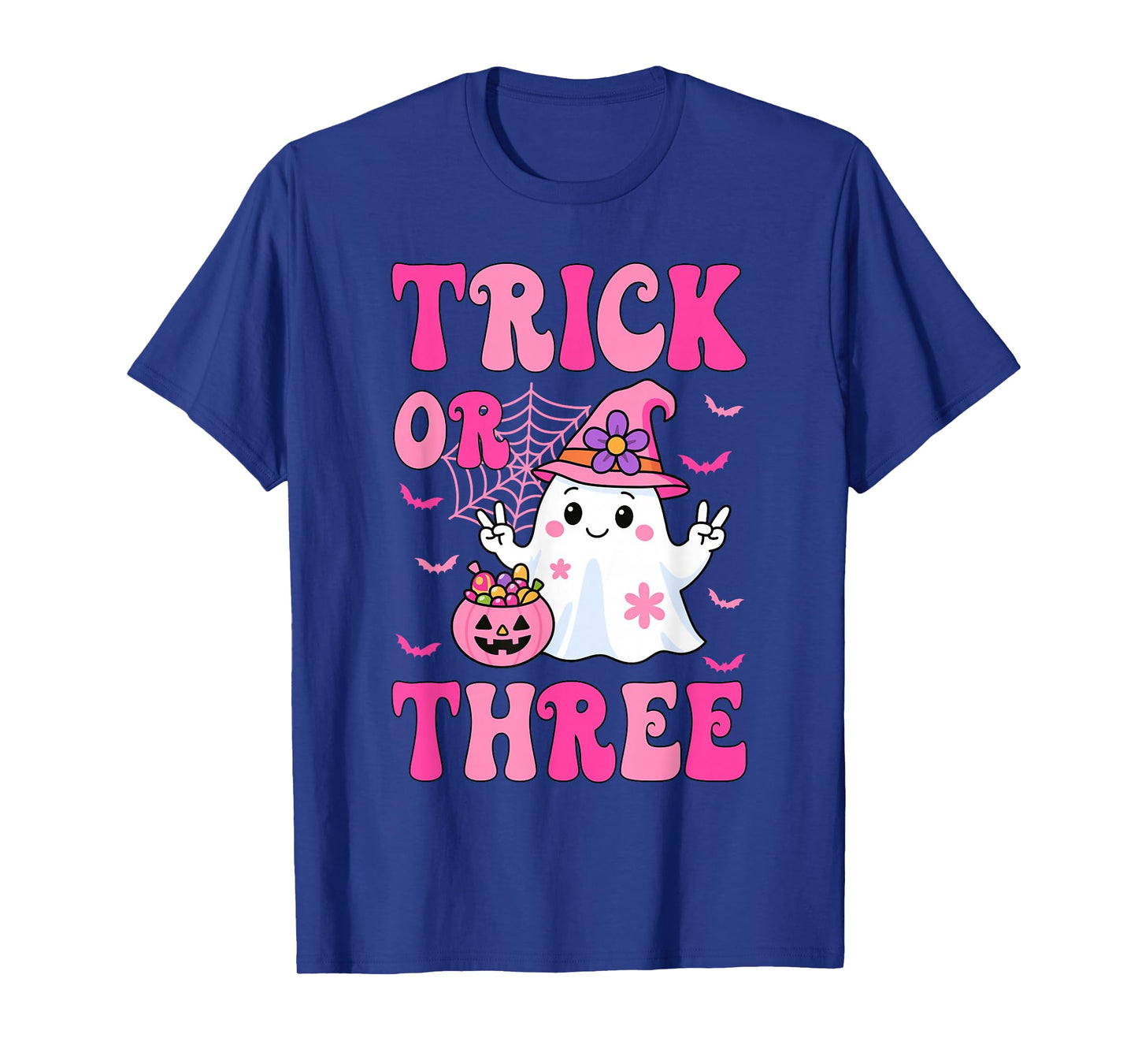 Trick Or Three Groovy Halloween It's My Birthday Ghost T-Shirt