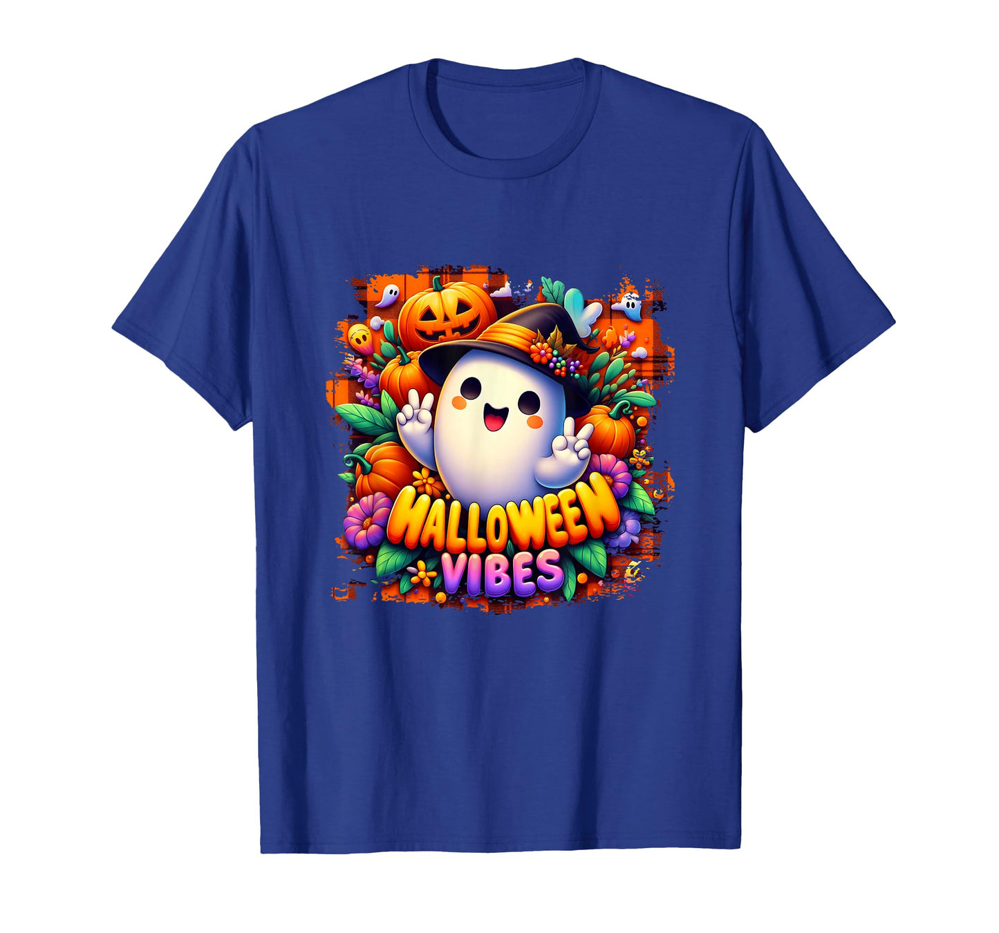 Groovy Halloween Vibes Cute Ghost Pumpkin Fall Season Party T-Shirt