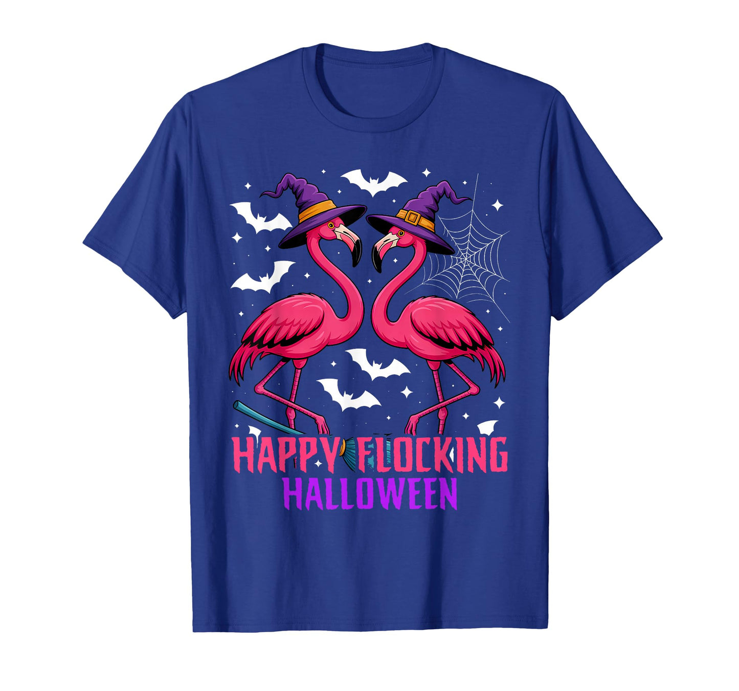 Happy Flocking Halloween Funny Pink Flamingo Witch T-Shirt