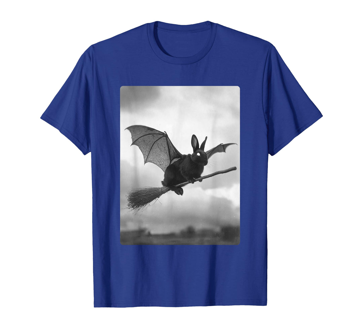 Gothic Rabbit Witch Broom Bat Wings Spooky Halloween Animal T-Shirt