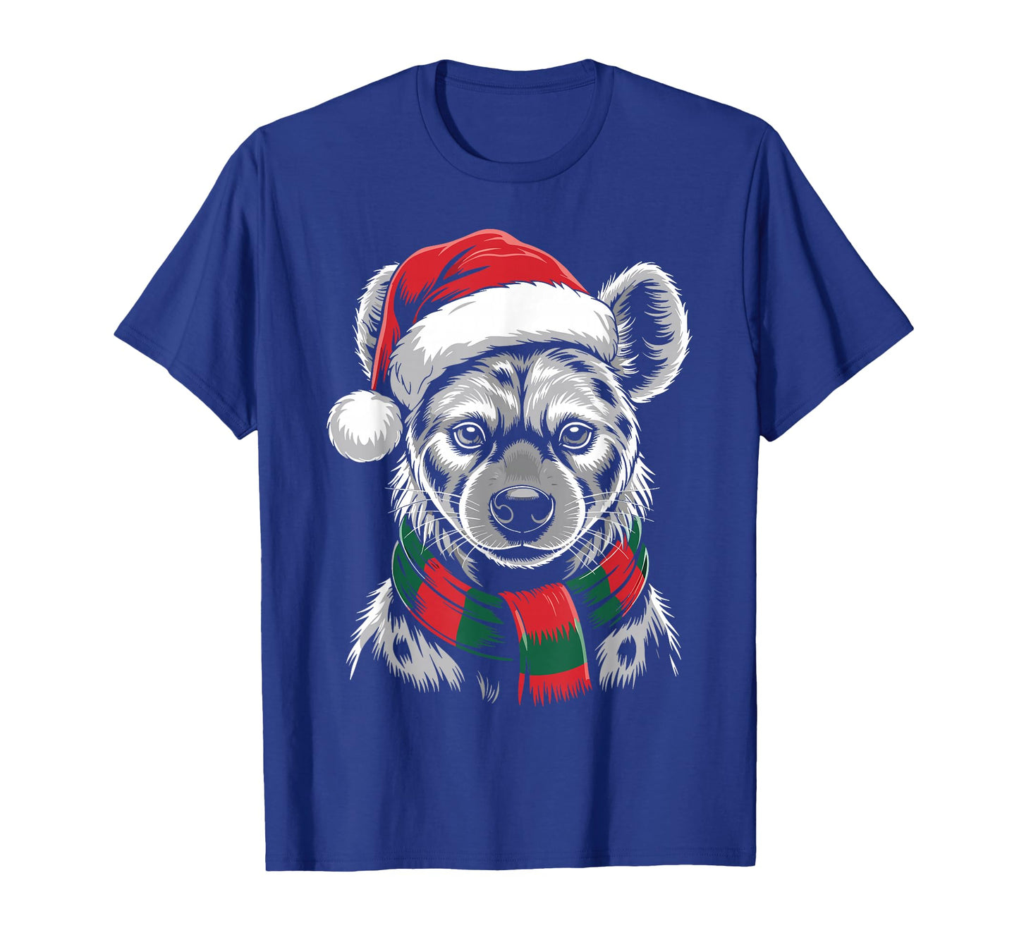 Hyena Xmas Santa Hat Scarf Christmas Costume T-Shirt