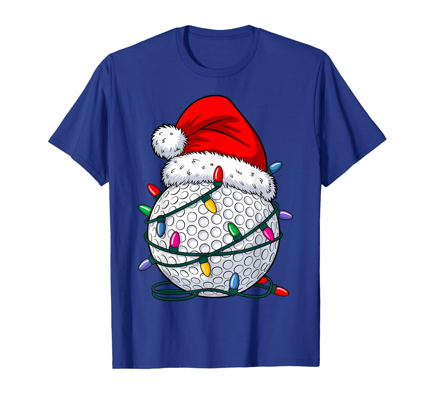 Golfing Ball Xmas Santa Hat Lights Golfer Christmas Golf T-Shirt