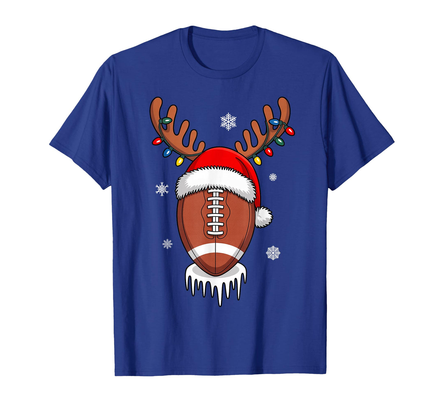 Football Player Ball Santa Hat Xmas Boys Men Women Christmas T-Shirt