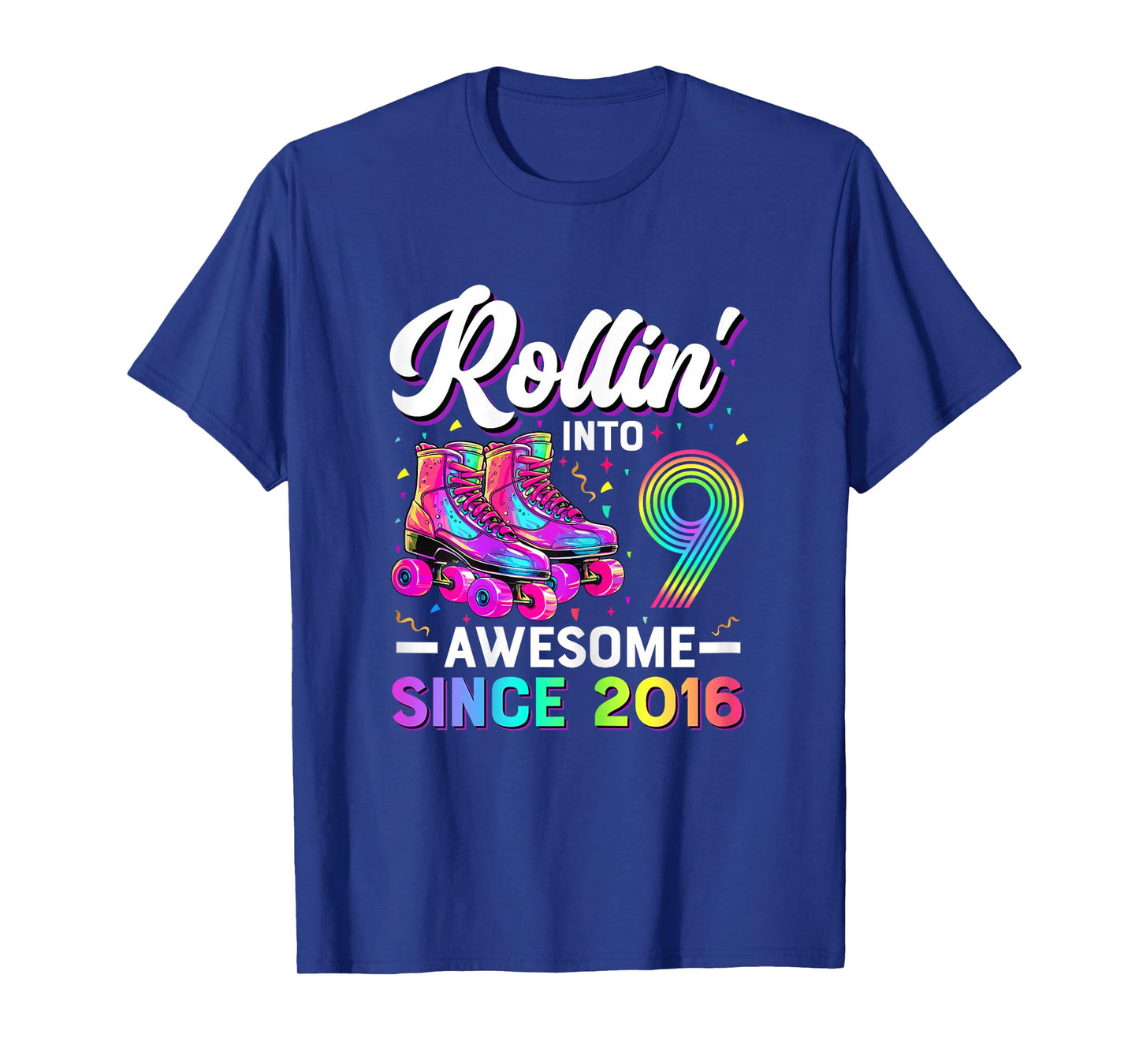 9th Birthday Shirt Girl Nine 9 Year Old Roller Skate Skating T-Shirt