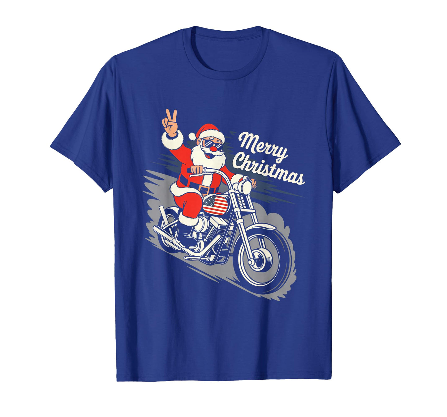 Merry Christmas Santa Riding Motorcycle Cool Biker Lover T-Shirt