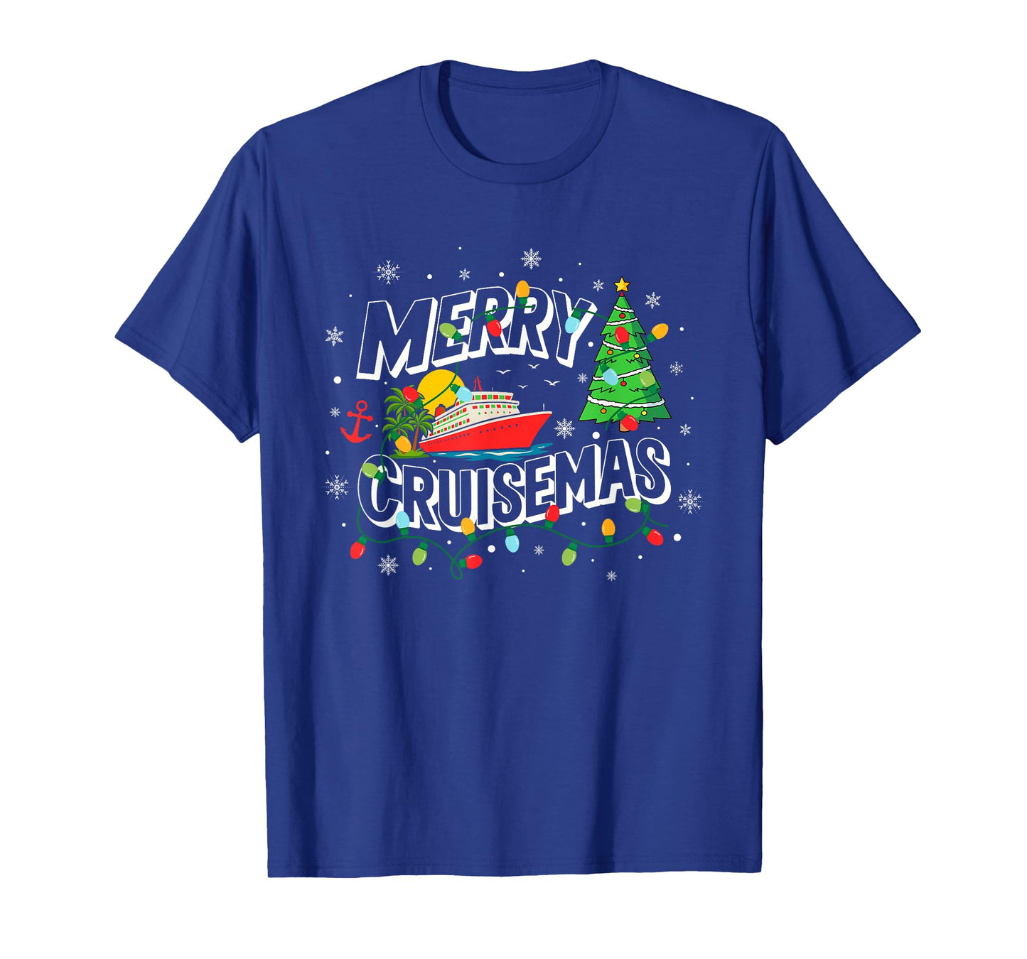 Cruise Ship Cruising Vacation Merry Christmas Lights Xmas T-Shirt