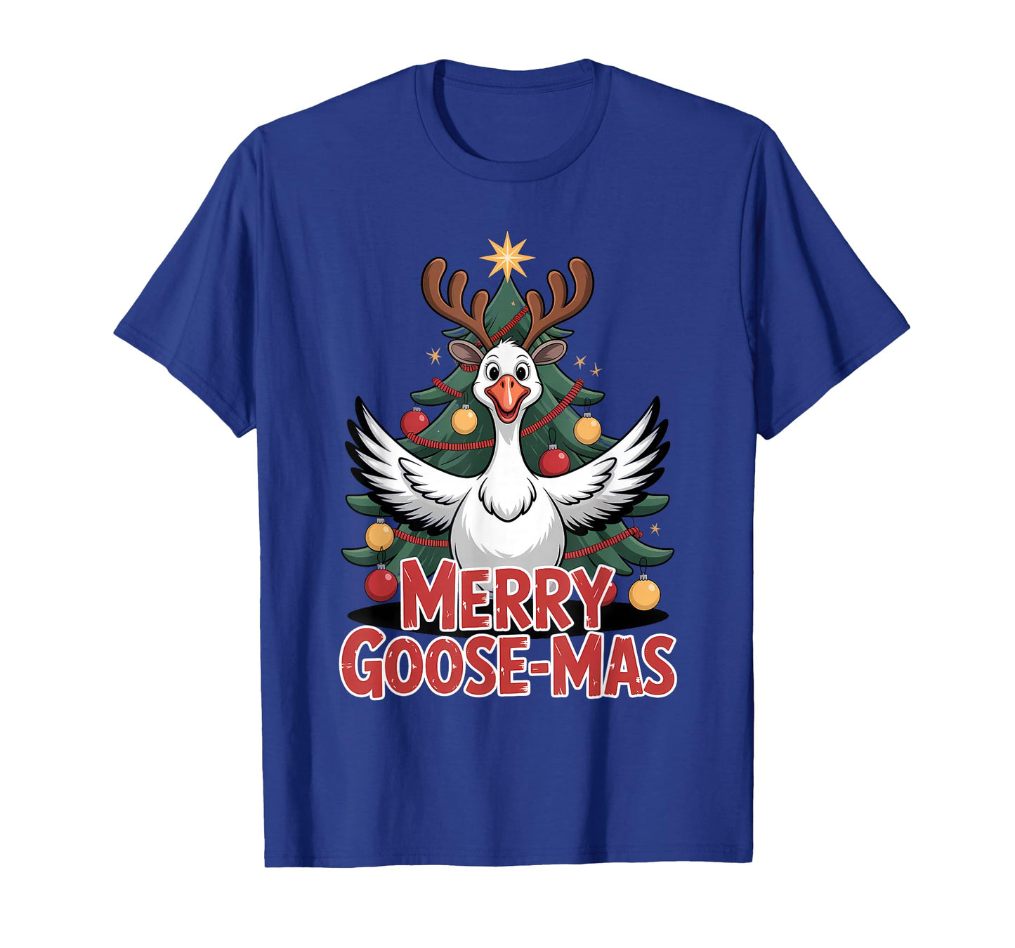 Merry Goose-mas Reindeer Antlers Funny Christmas Goose T-Shirt