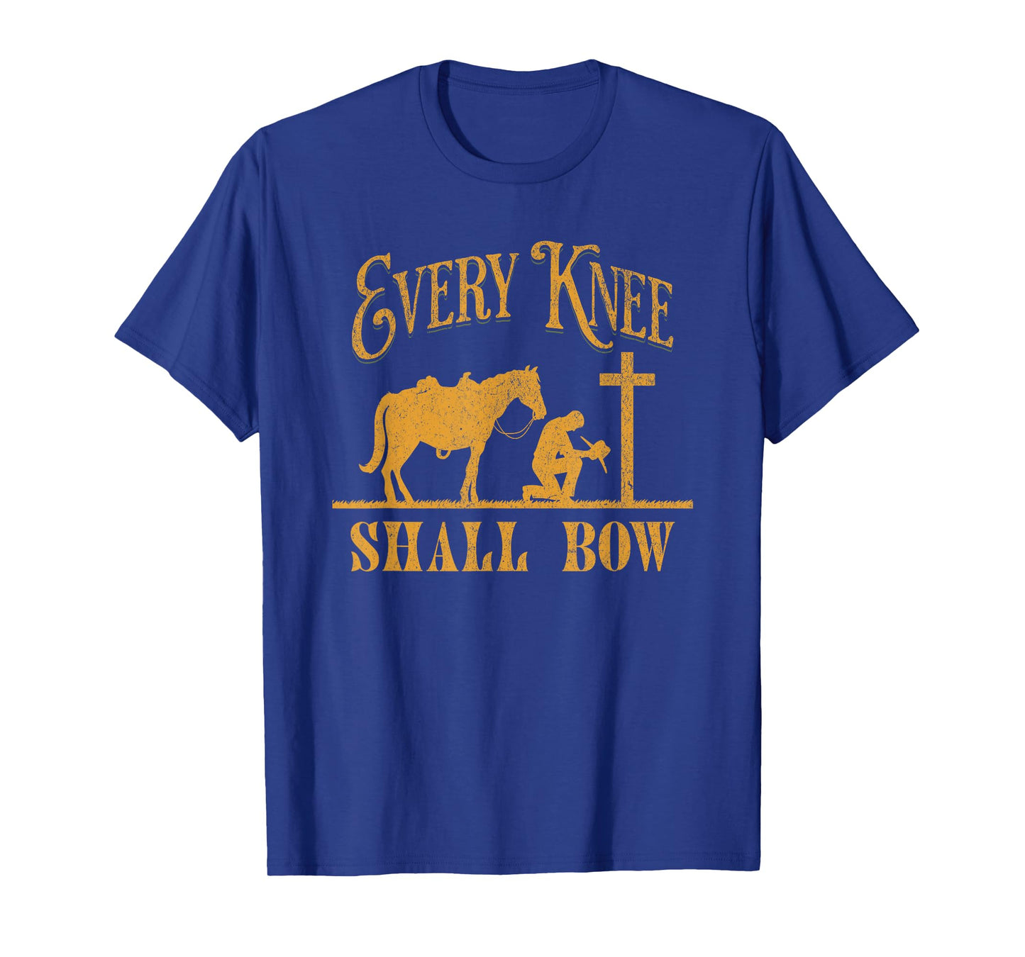 Cowboy Kneeling At Cross Every Knee Shall Bow Western Jesus T-Shirt