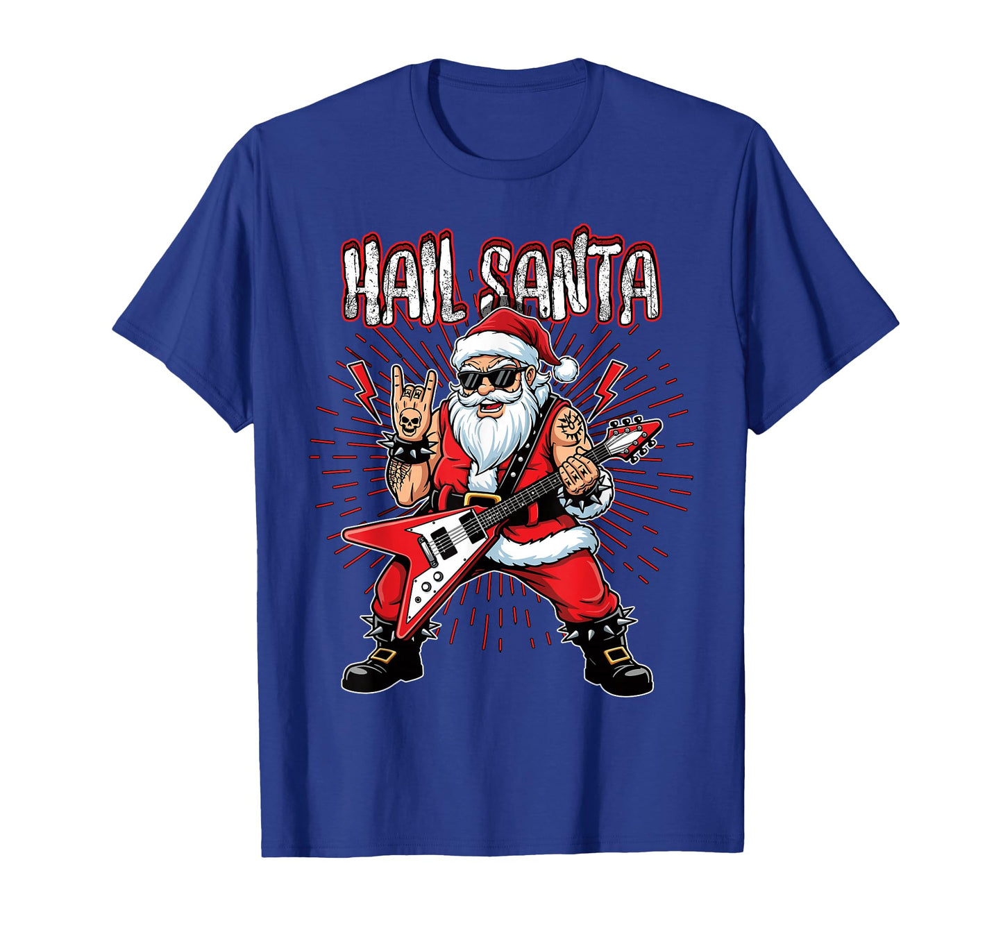 Hail Santa Death Metal Pagan Solstic Santa Guitar Rocker T-Shirt