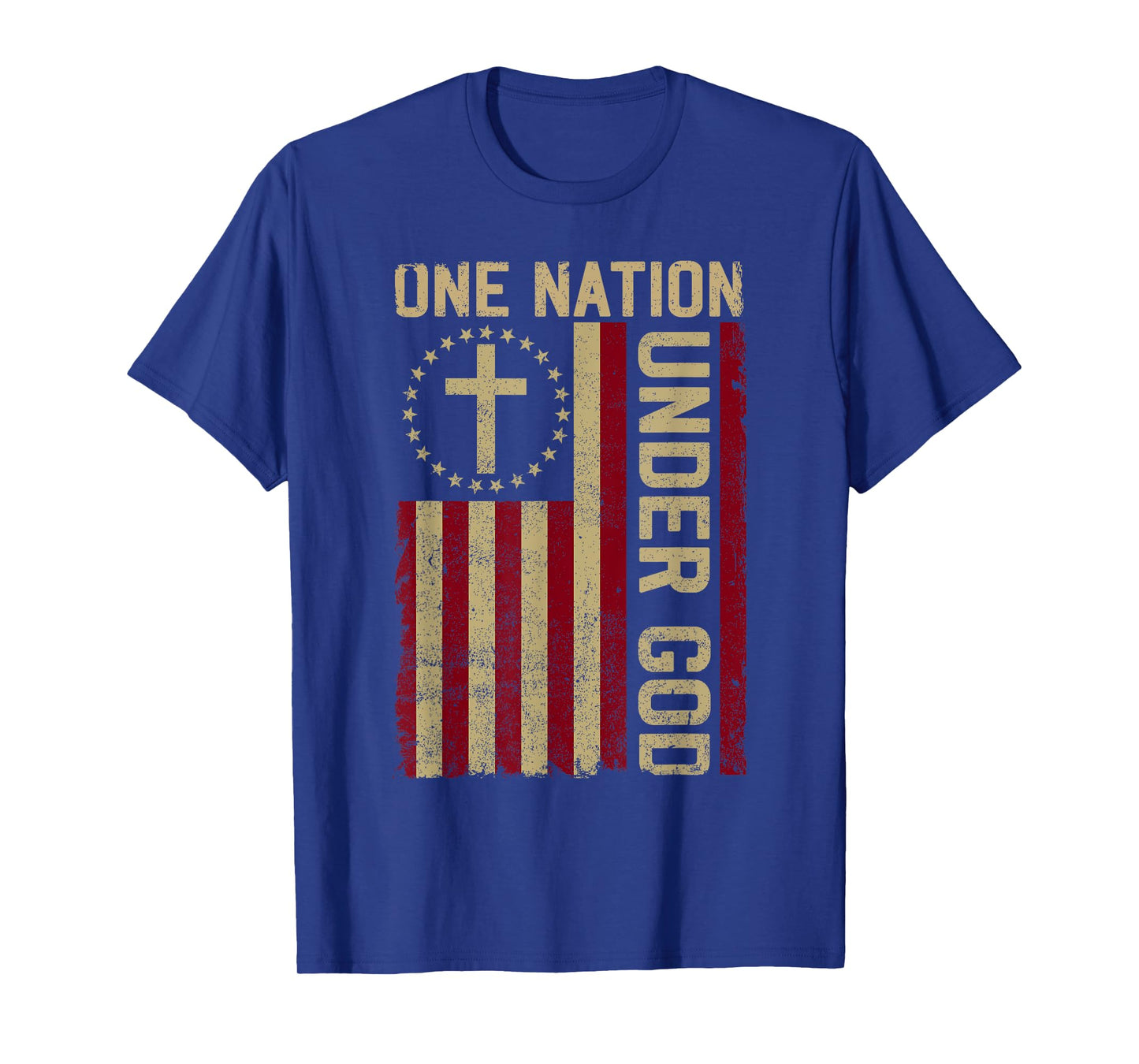 ONE NATION UNDER GOD - Christian USA Vintage American Flag Women Kids Men T-Shirt