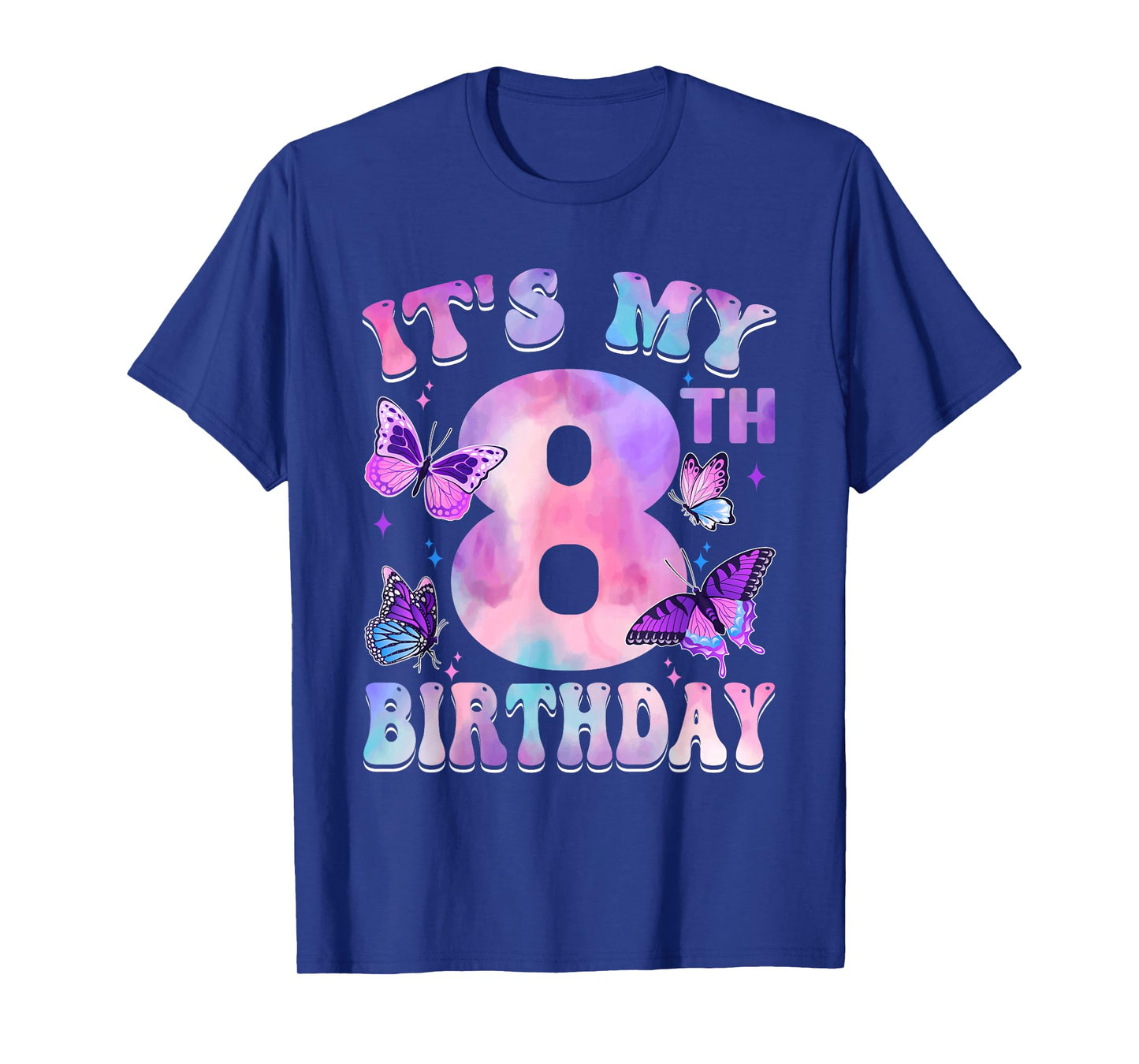 It's My 8th Birthday Butterfly Theme 8 Year Old Party Girl T-Shirt