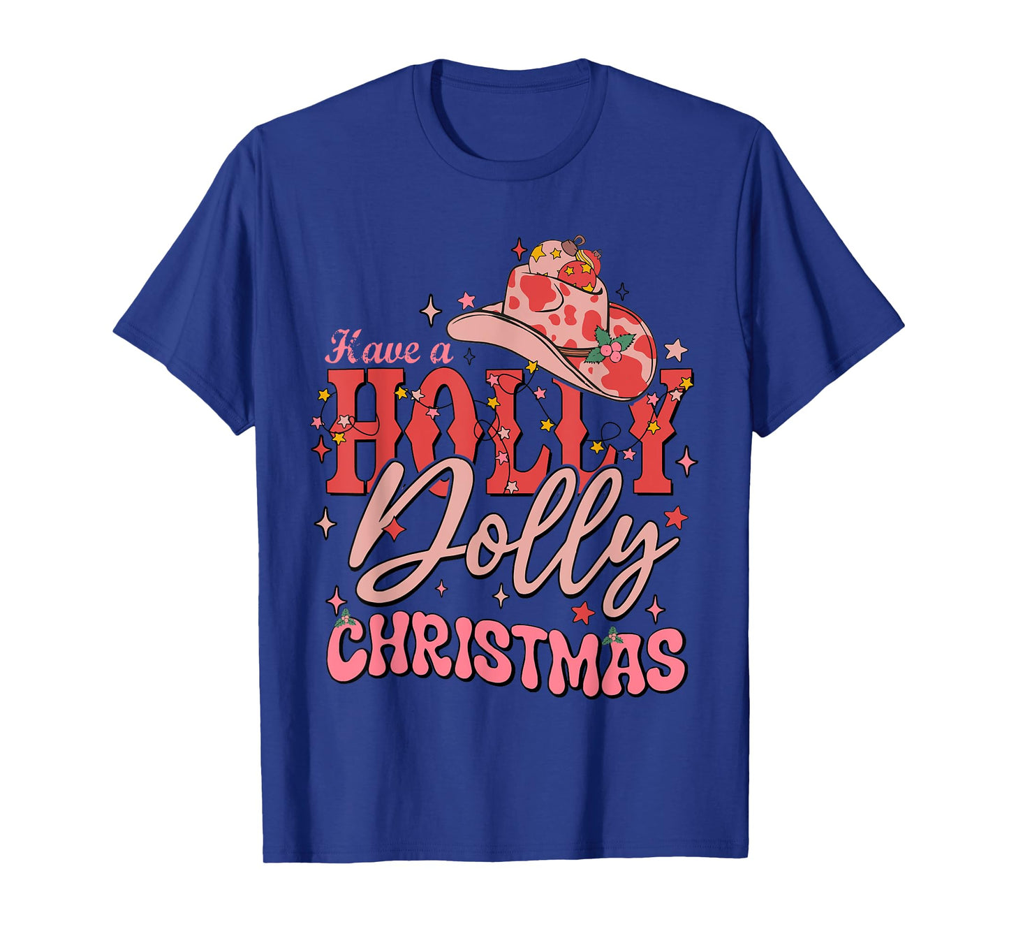 Funny Christmas Have A Holly Christmas Jolly Cowgirl Xmas T-Shirt - Black, Unisex-Adults, Short Sleeve, T-Shirt, Christmas Cowgirl T-Shirt, Size: Small