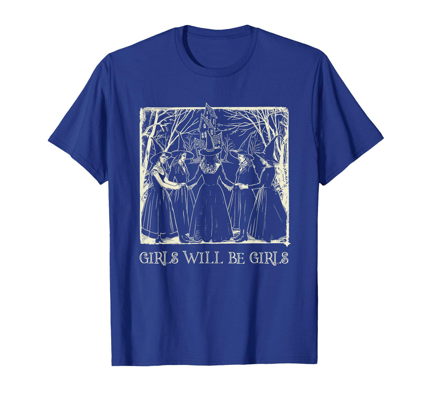 Vintage Girls Will Be Girls Funny Witch Halloween T-Shirt