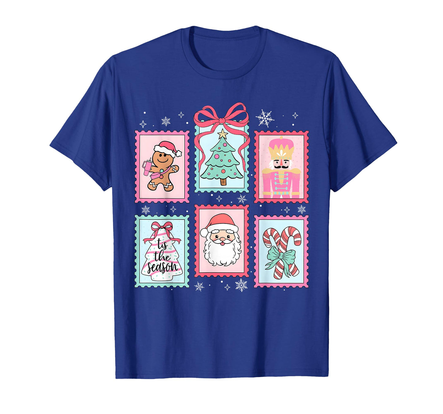 Pink Coquette Bow Christmas Tree Santa Snowman Nutcracker T-Shirt