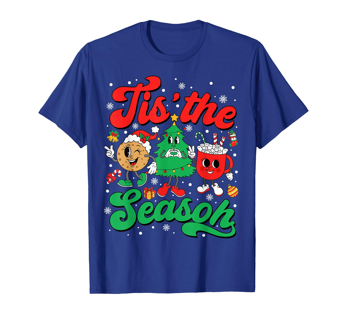 Retro Tis The Season Christmas Tree Vintage Cute Cookie T-Shirt