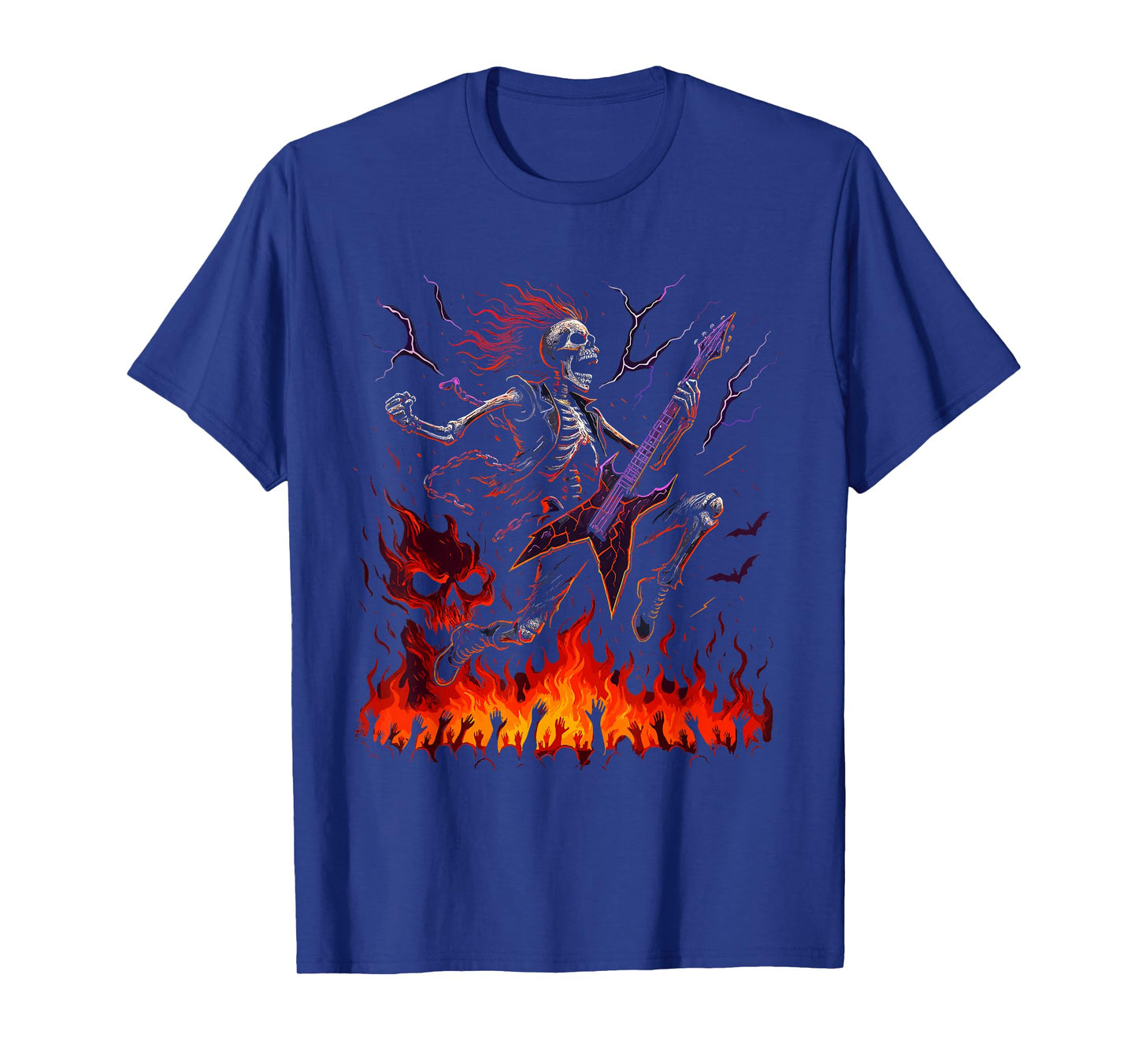 Rocking Skeleton Witch Guitar Halloween Ghost Pumpkin T-Shirt