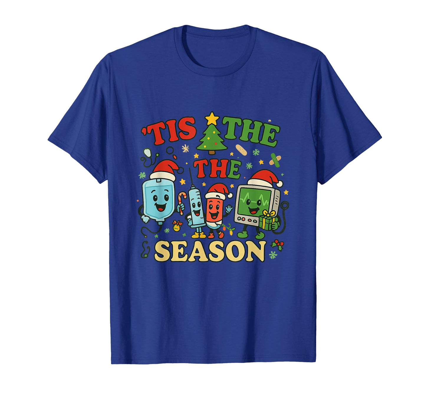 Tis The Season Groovy Christmas ER Nurse Emergency Room T-Shirt
