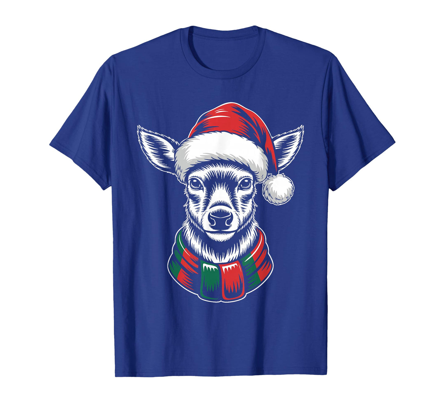 Deer Xmas Santa Hat Scarf Christmas Costume T-Shirt