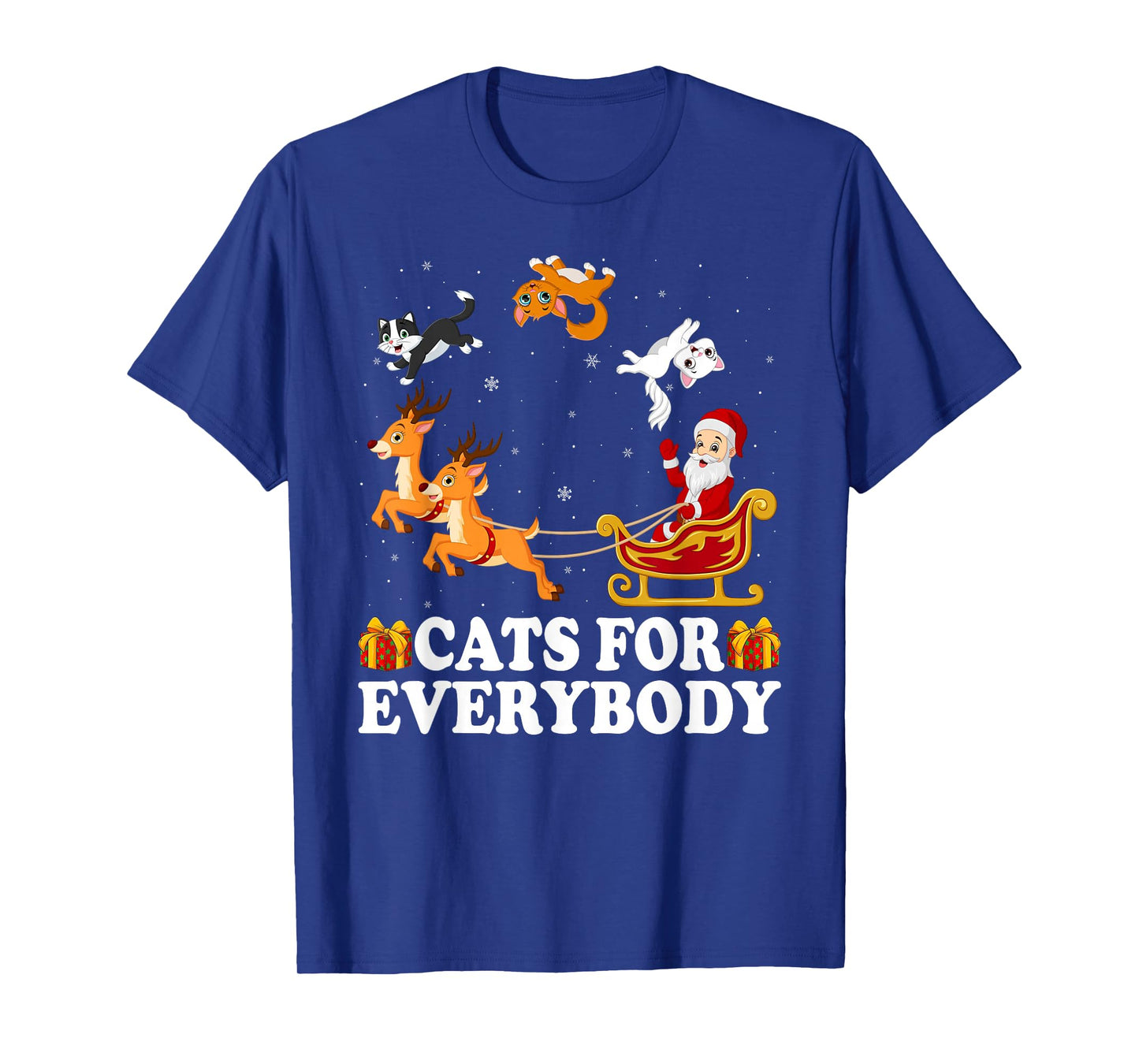 Cats for Everybody Christmas Funny Cat Santa Sleigh Xmas T-Shirt
