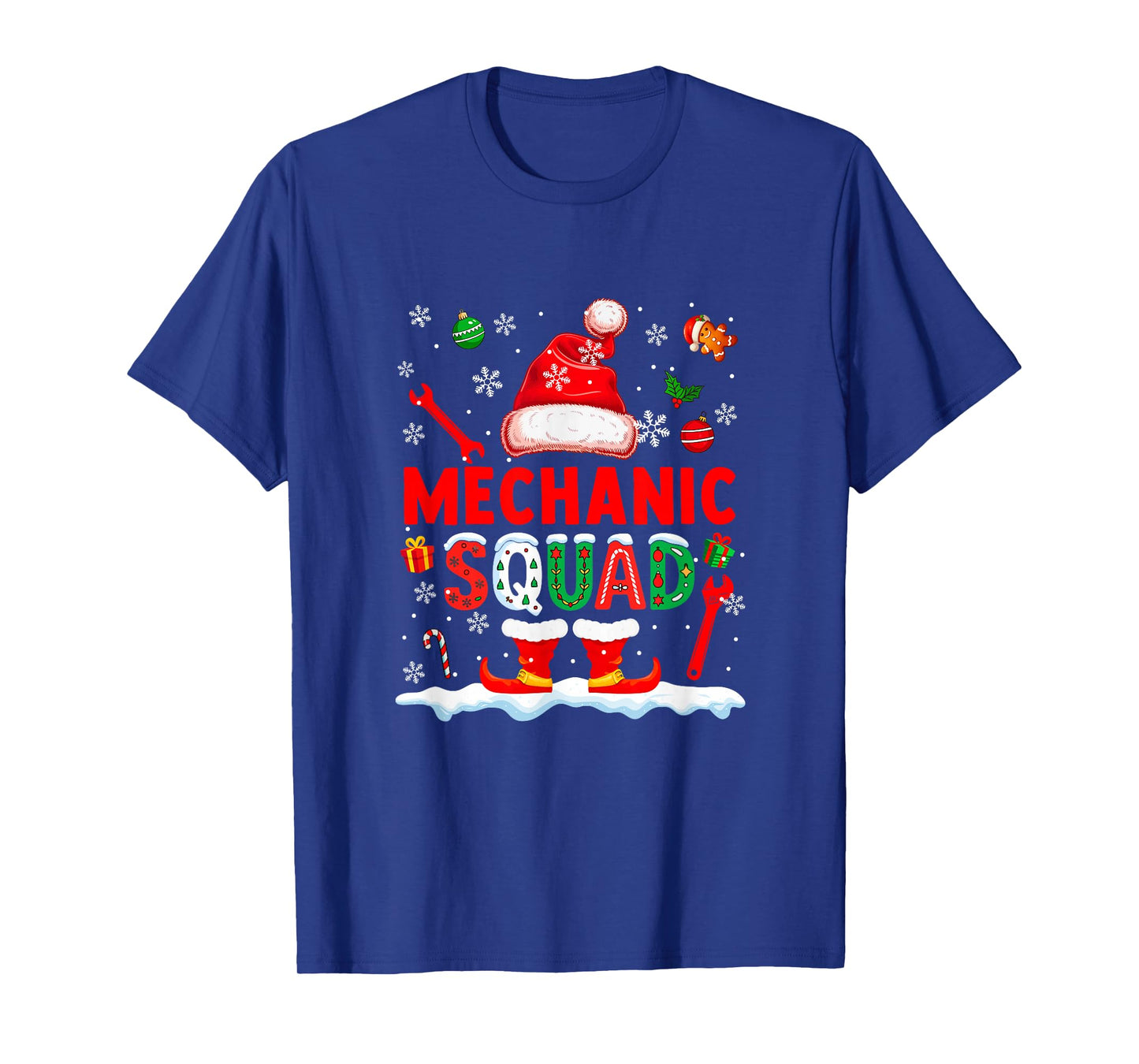 Mechanic Squad Men Job Christmas Santa Costume Bow Tie T-Shirt