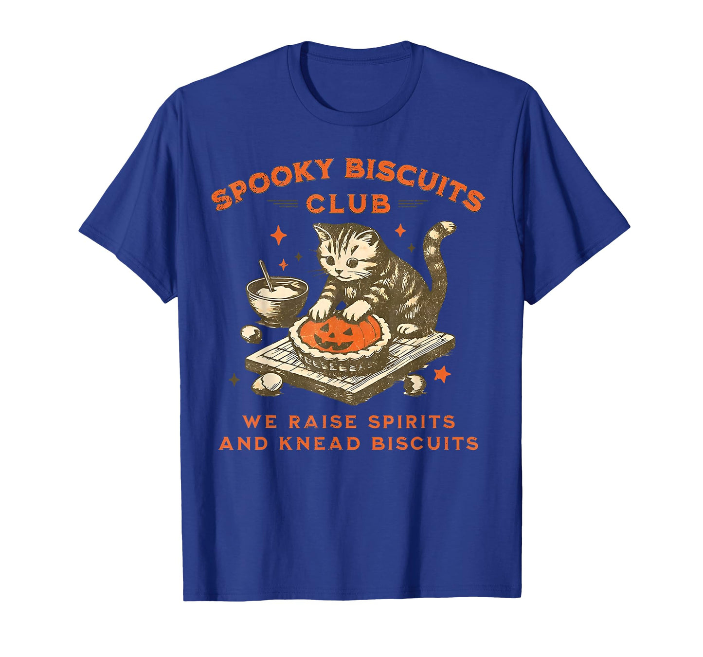 Spooky Biscuits Club Cat We Raise Spirits and Knead Biscuits T-Shirt