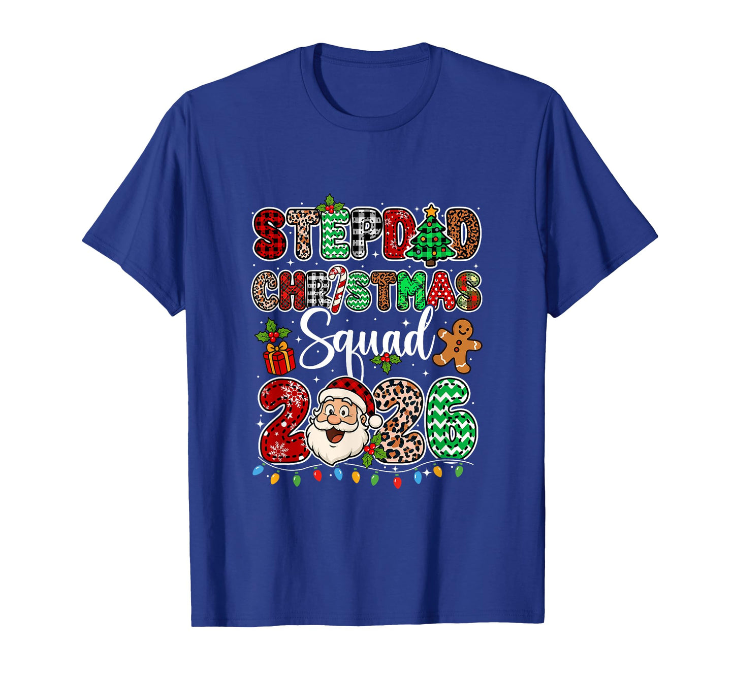 Stepdad Christmas Crew 2026 Leopard Funny Santa Family Group T-Shirt