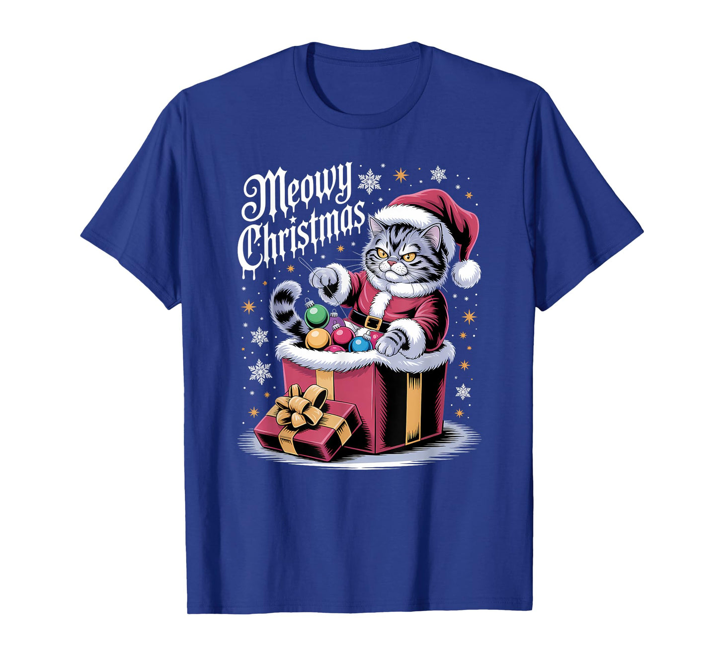 Meowy Christmas Funny Holiday Cat Pun T-Shirt