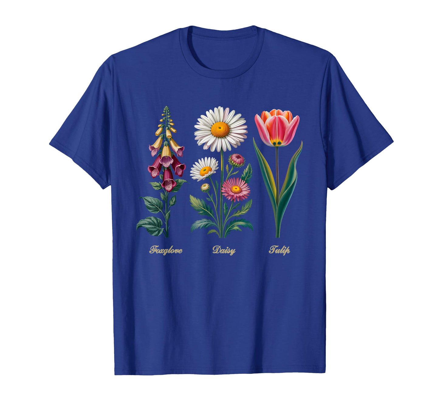 Foxglove Daisy Tulip Vintage Flower Arrangement T-Shirt