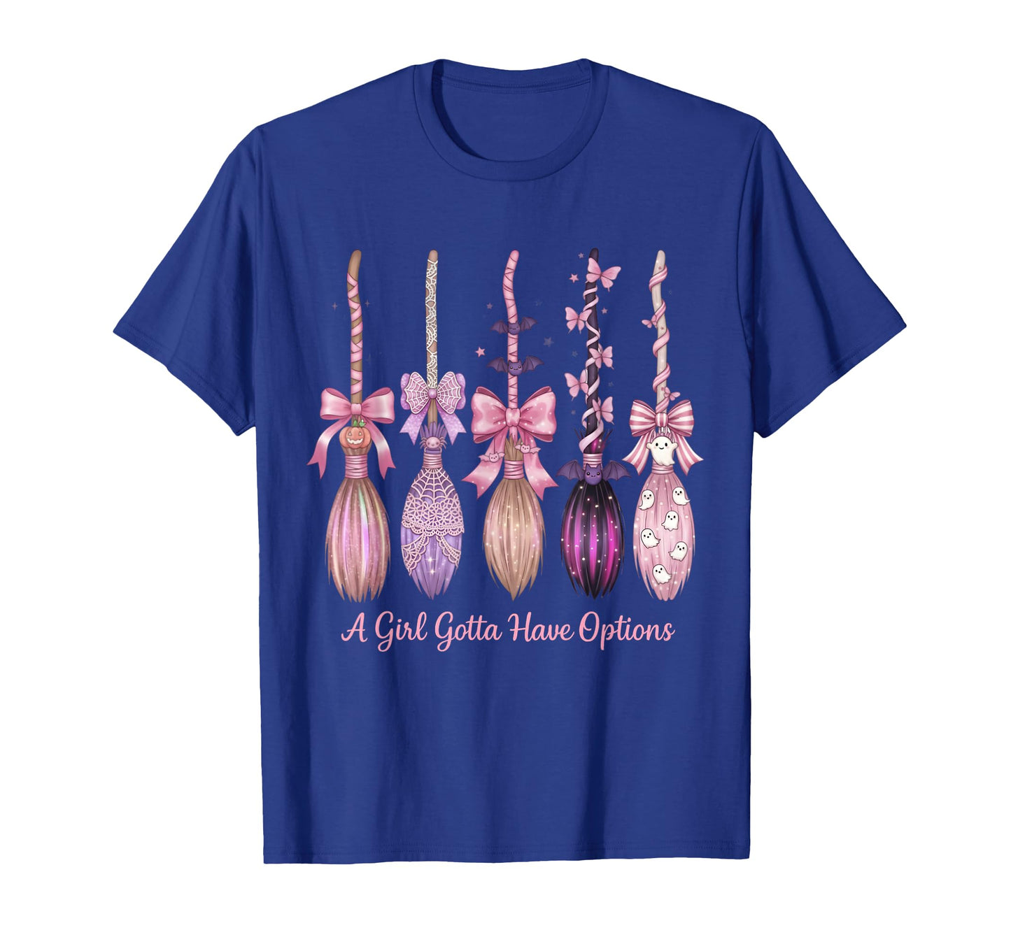 A Girl Gotta Have Options Witch Broom Halloween Retro Witchy T-Shirt