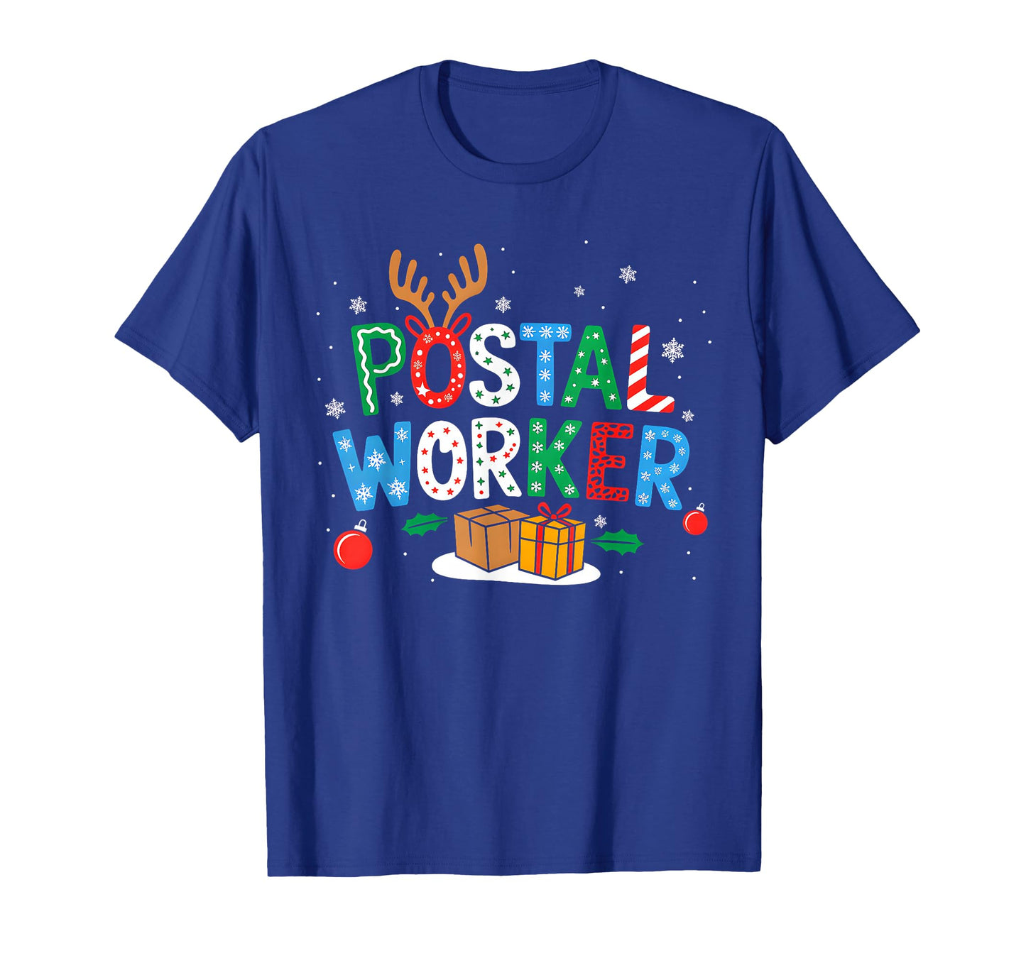 Postal Worker Xmas Leopard Plaid Santa Reindeer Elf Lover T-Shirt