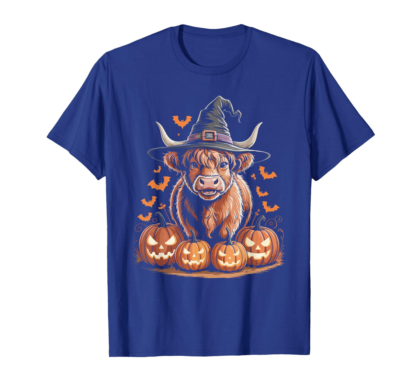 Halloween Highland Cow Witch with Pumpkins T-Shirt