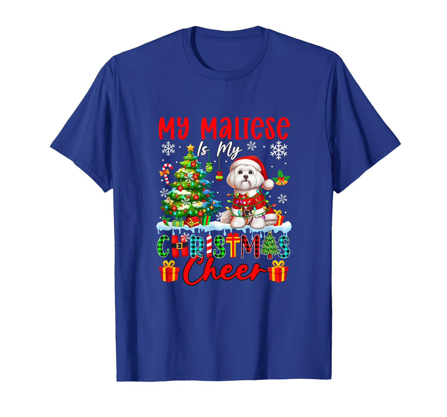 My Maltese is My Xmas Cheer Funny Santa Dog Owner Kids T-Shirt