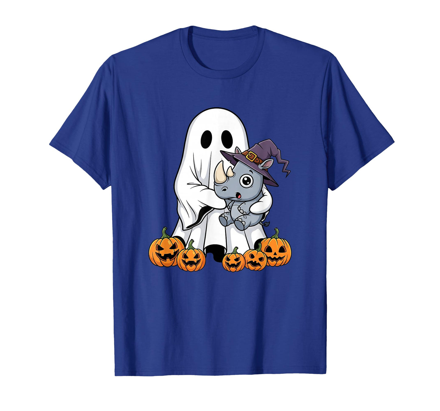 Funny Ghost Rhino Pumpkin Halloween Kids Mens Womens T-Shirt