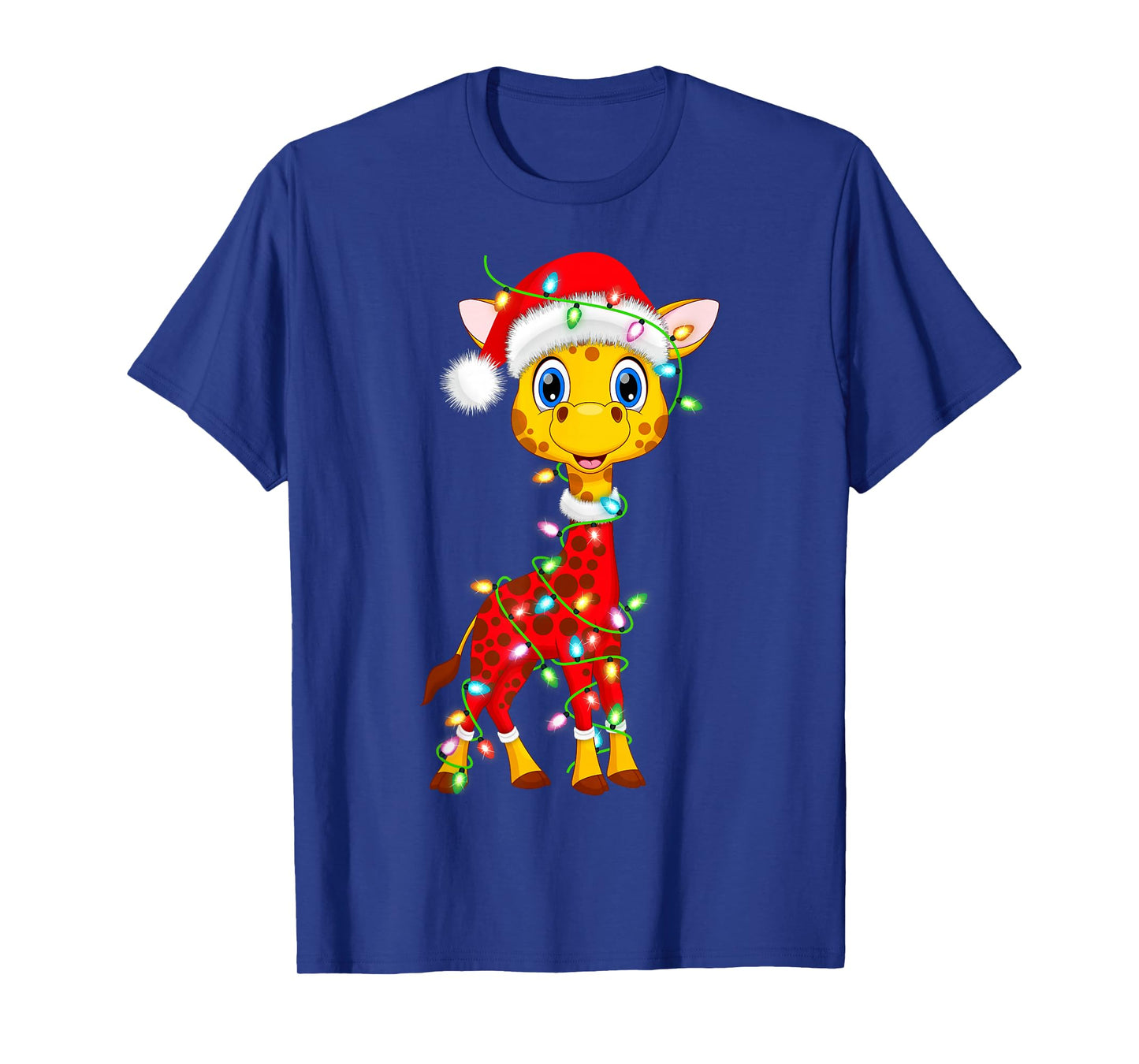 Giraffe Christmas Lights Santa Costume Cute Animal Xmas T-Shirt