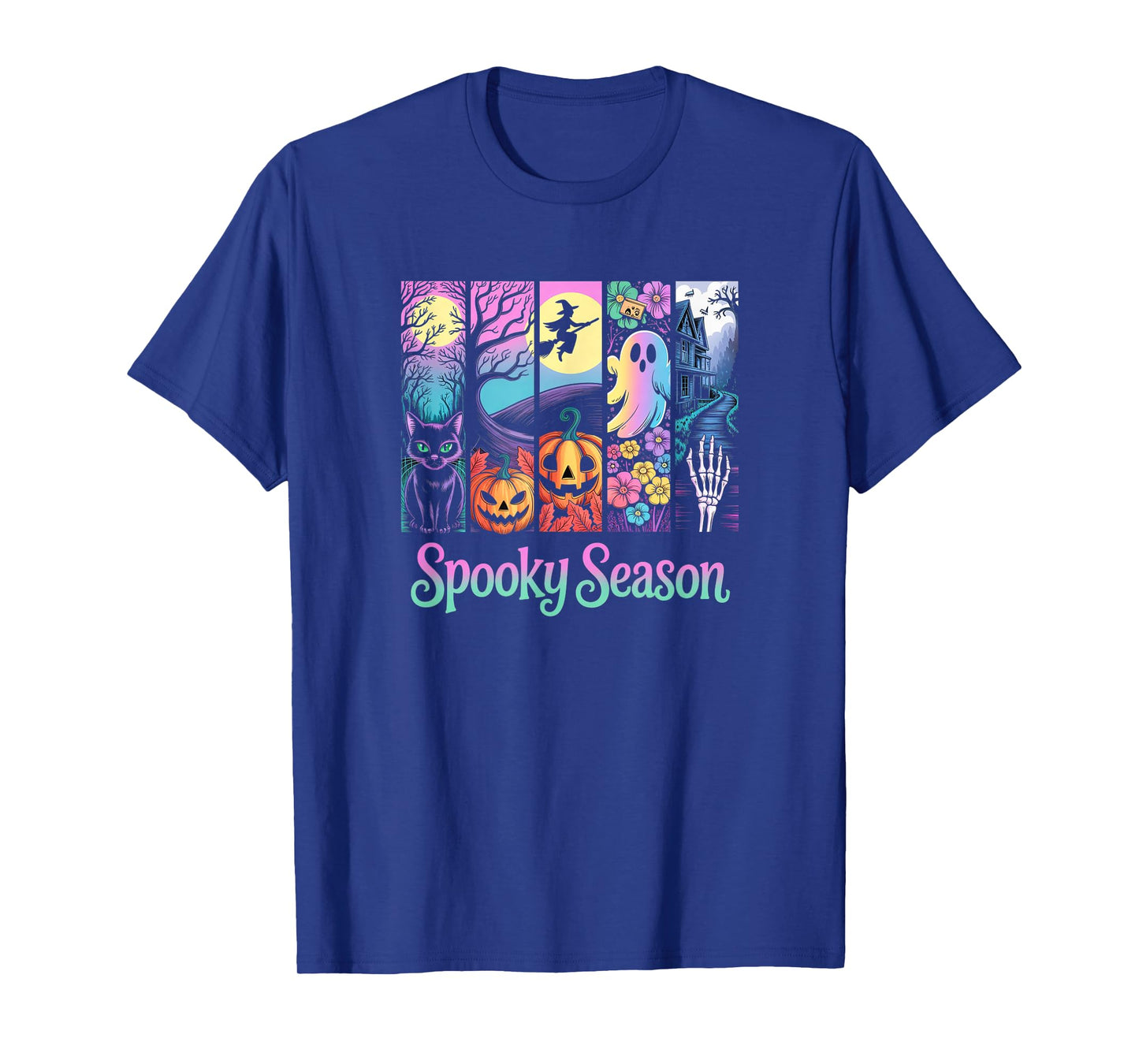 Spooky Season Halloween Graphic Tee with Ghosts and Pumpkins T-Shirt
