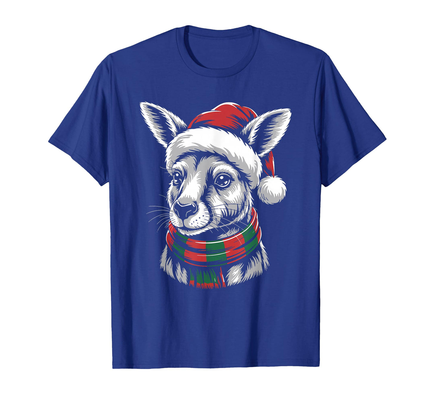 Kangaroo Xmas Santa Hat Scarf Christmas Costume T-Shirt