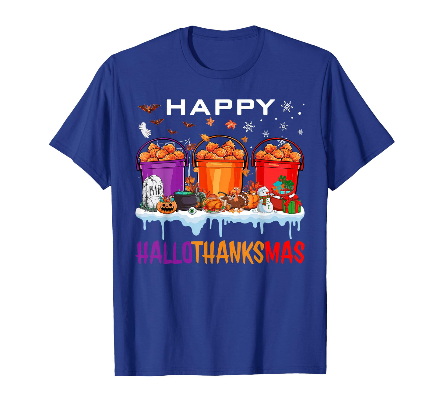 Happy Hallothanksmas Chicken Nuggets Halloween Thanksgiving T-Shirt