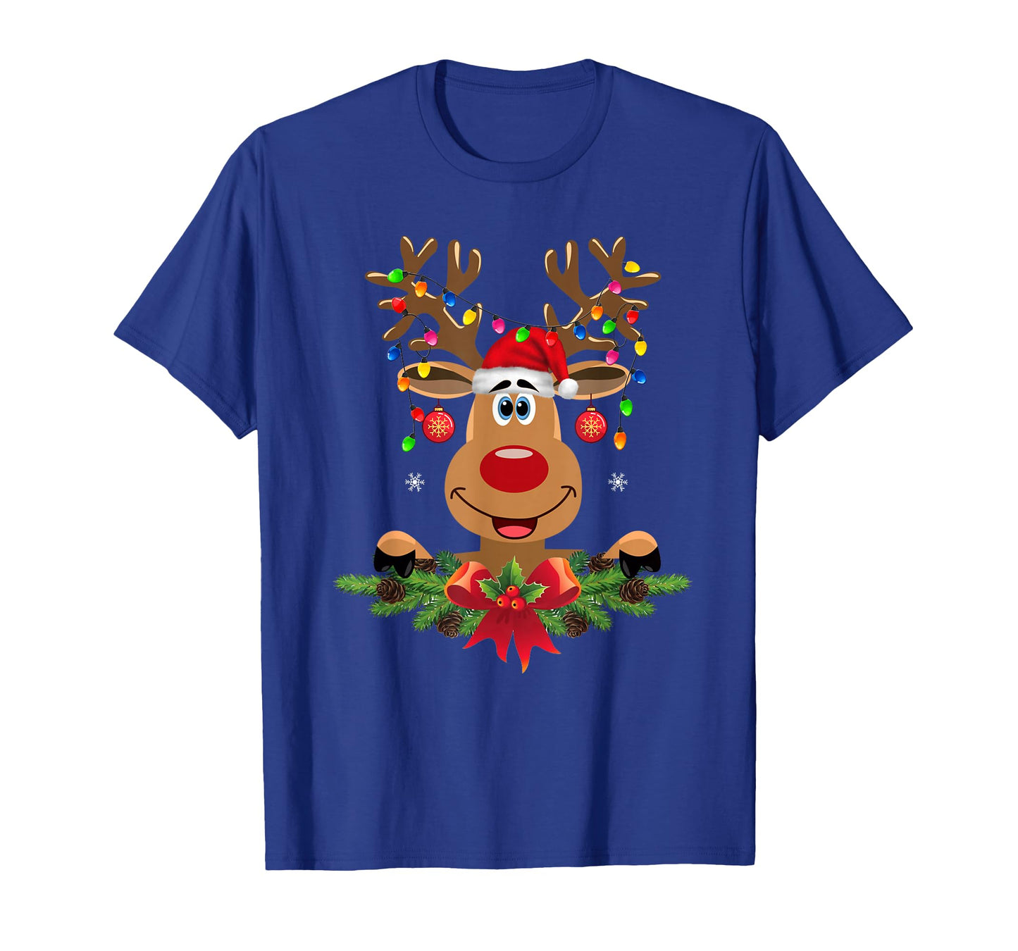 Rudolph Red Nose Reindeer T-Shirt Santa Christmas Men Women T-Shirt