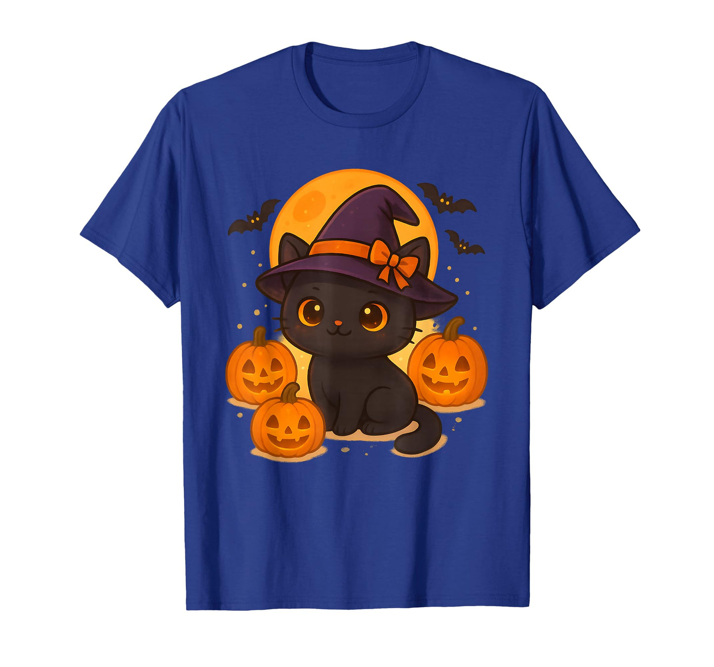 Cute Retro Black Cat Witch Pumpkin Halloween Costume T-Shirt