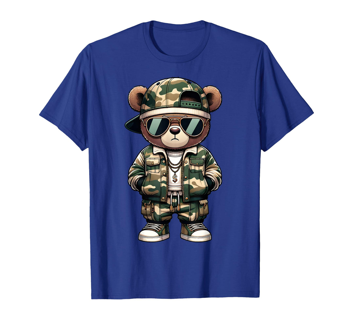 Camo Hip Hop Teddy Bear Camouflage Gangsta Streetwear Hustle T-Shirt