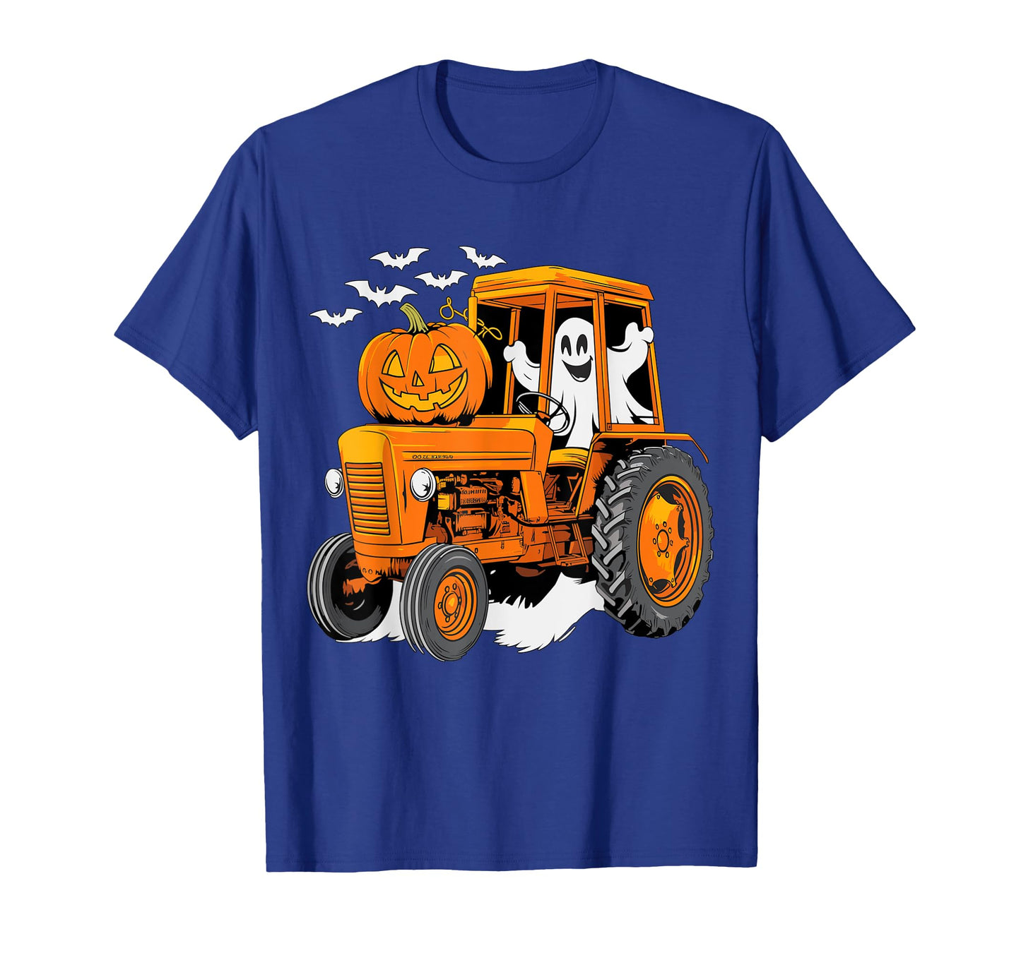 Farmer Tractor Ghost and Pumpkin Halloween Costume T-Shirt