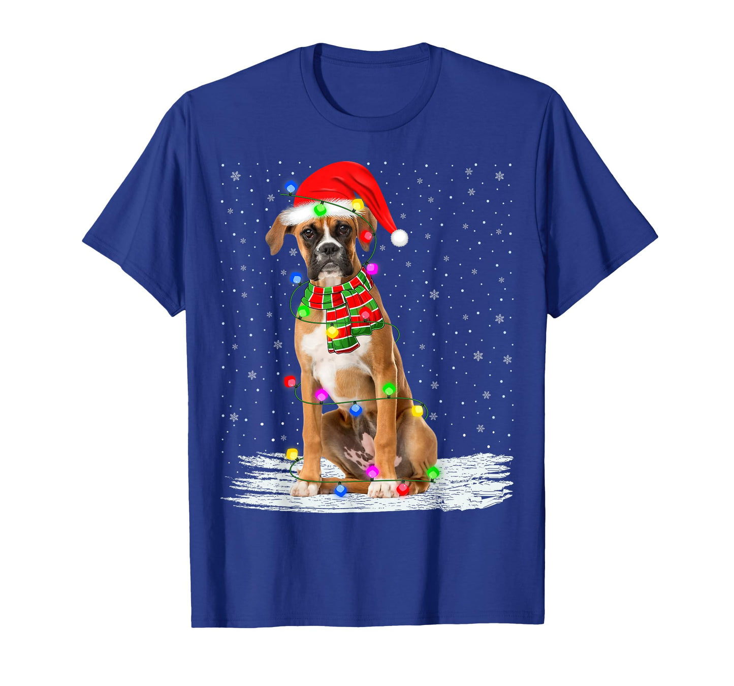 Boxer Dog Christmas Lights Holiday Santa Xmas Pajamas T-Shirt