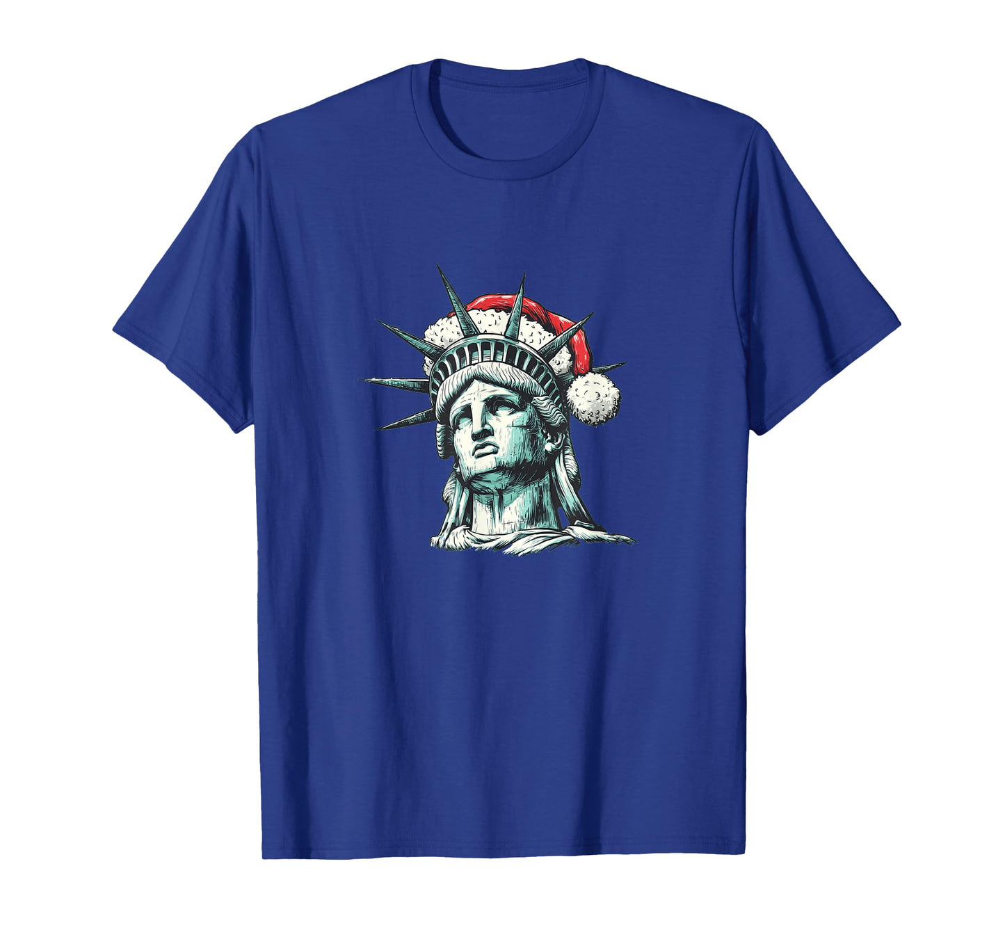 Nice USA Liberty Statue with Santa Claus Hat for Christmas T-Shirt