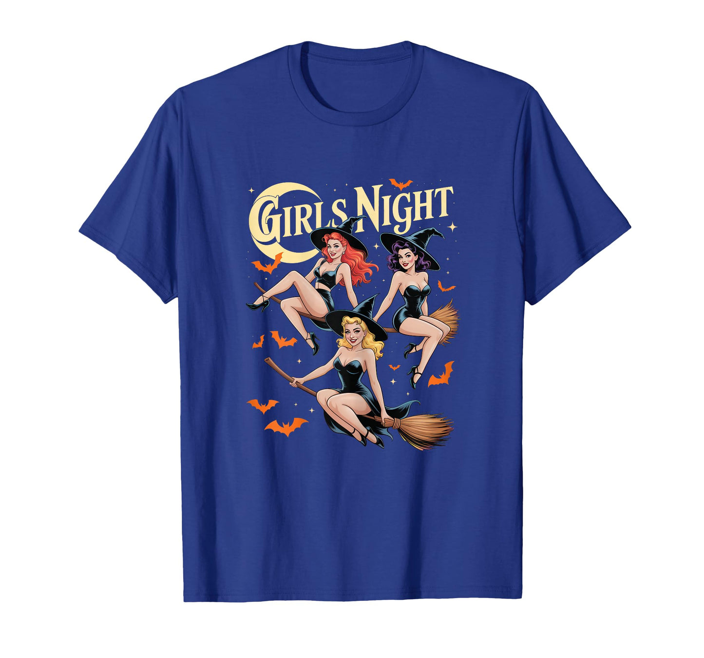 Girls Night Witches Halloween Pin Up Sexy Retro Glam Spooky T-Shirt