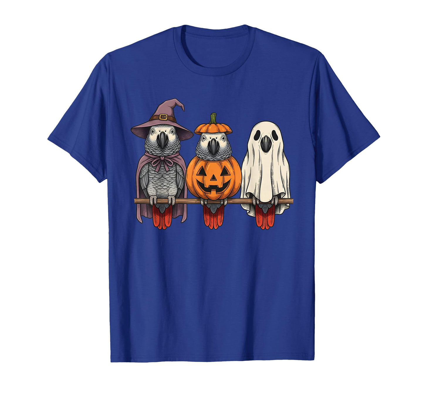 Spooky Ghost African Grey Parrot Lover Pumpkin Halloween T-Shirt